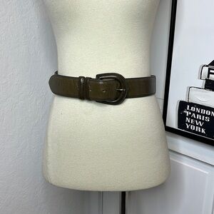 Ports International Green Buffalo Calf Leather Belt Size S